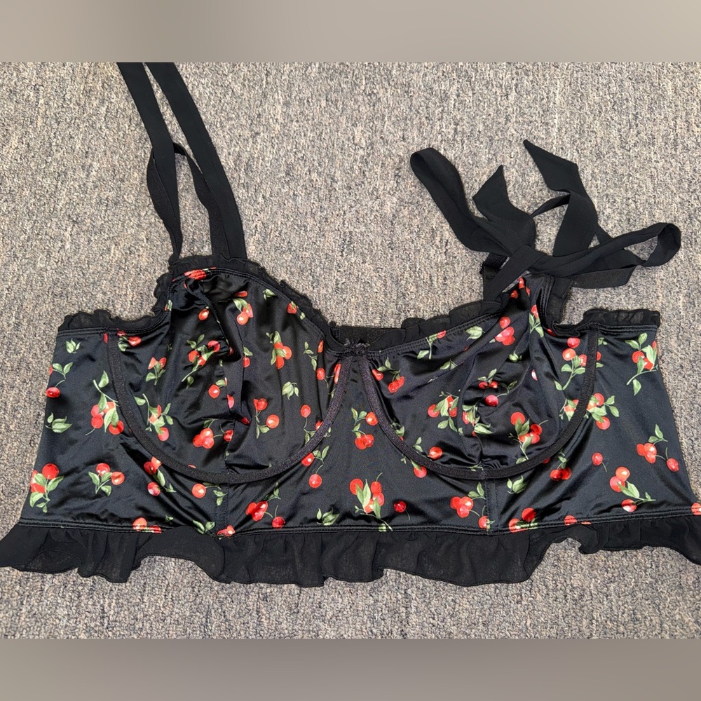 Black Cherry Print Longline Underwire Bralette